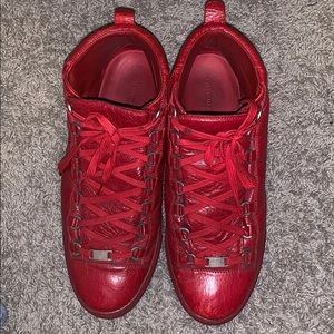 Balenciaga authentic red leather shoes .